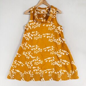 Global Mamas ELI Swing Dress Sz M Mustard Yellow Organic Cotton Batik Tunic